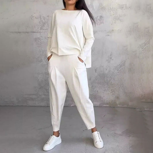 Moda, czas wolny ✨Długie rękawy z okrągłym dekoltem ＆ Spodnie 2-częściowy zestaw