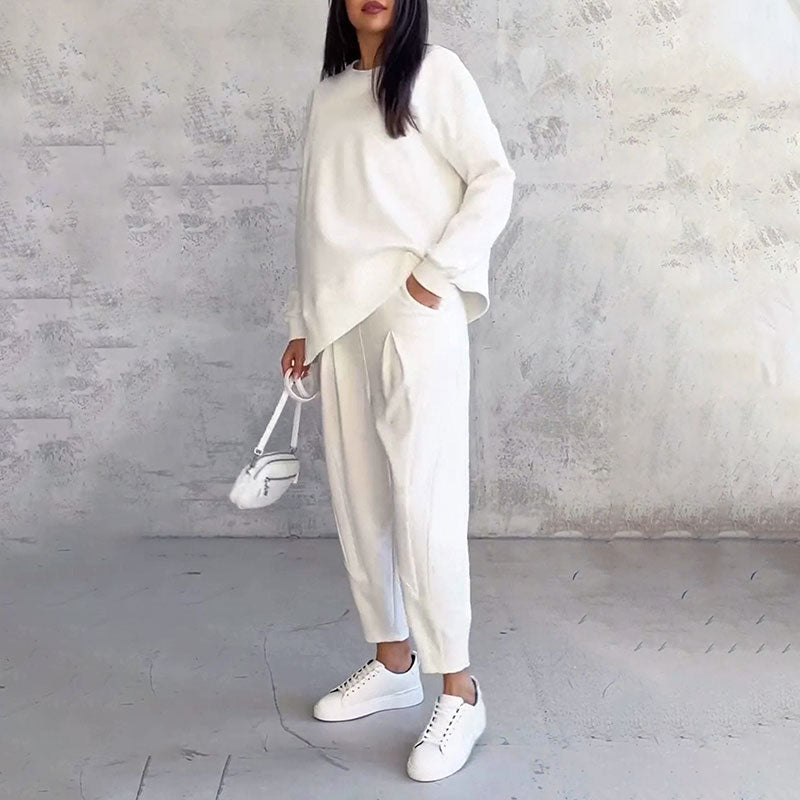 Moda, czas wolny ✨Długie rękawy z okrągłym dekoltem ＆ Spodnie 2-częściowy zestaw