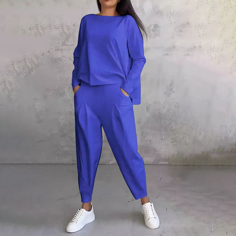 Moda, czas wolny ✨Długie rękawy z okrągłym dekoltem ＆ Spodnie 2-częściowy zestaw