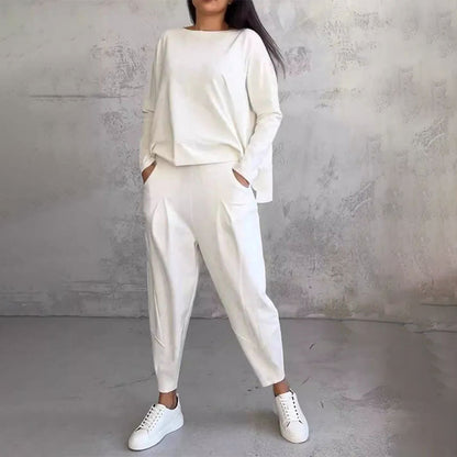 Moda, czas wolny ✨Długie rękawy z okrągłym dekoltem ＆ Spodnie 2-częściowy zestaw