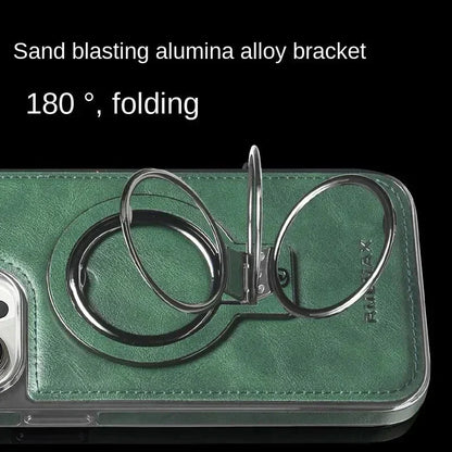 Luksusowe skórzane etui na iPhone'a z niewidoczną podstawką　